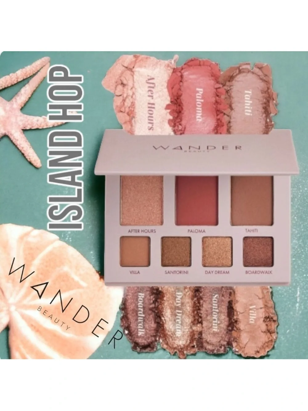 Wander Island Hop Eyeshadow Palette - Pink, Peach, Bronze & Tan Shades
